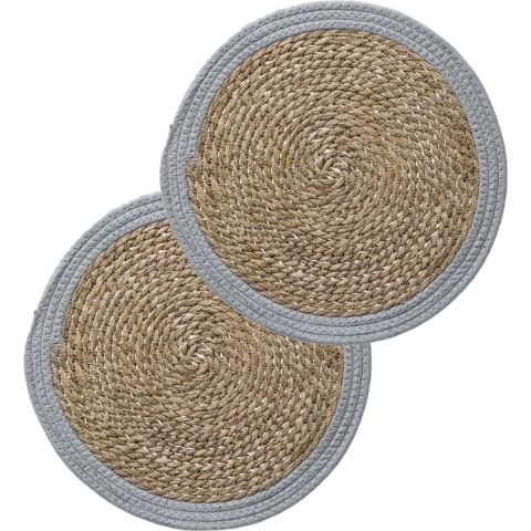 Set van 8x stuks placemats zeegras grijs 39 cm -