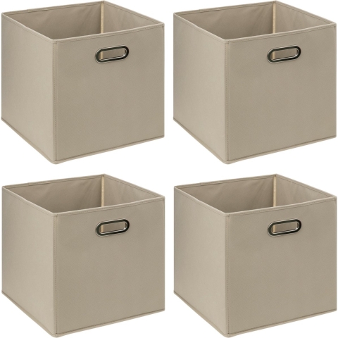 Set van 6x opbergmand 29 liter taupe linnen 31 x 31 x 31 cm -