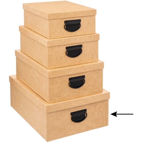 5Five Opbergdoos/box - 4x - goudgeel - L39 x B30 x H16 cm - Stevig karton - Industrialbox -