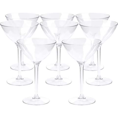 Cocktail/Martini glas - 8x - transparant - onbreekbaar kunststof - 300 ml -