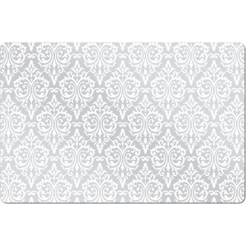 Set van 12x stuks rechthoekige placemats met witte barok print 43,5 x 28,5 cm -