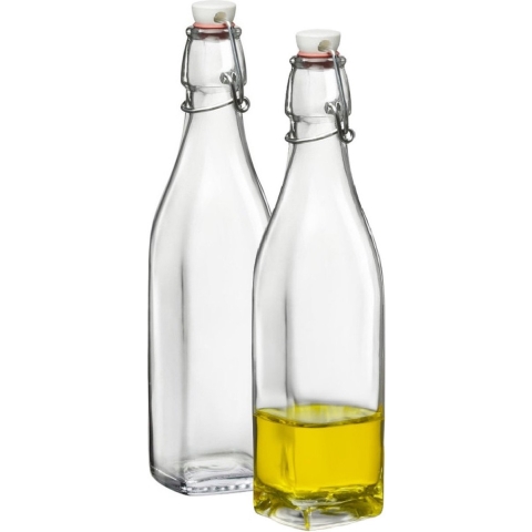Set van 10x stuks Beugelflessen/weckflessen transparant 500 ml vierkant -