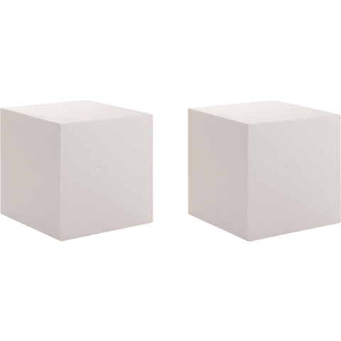 Piepschuim hobby vormen kubus blok - 5x stuks - 20 x 20 cm - wit - figuren om te knutselen -