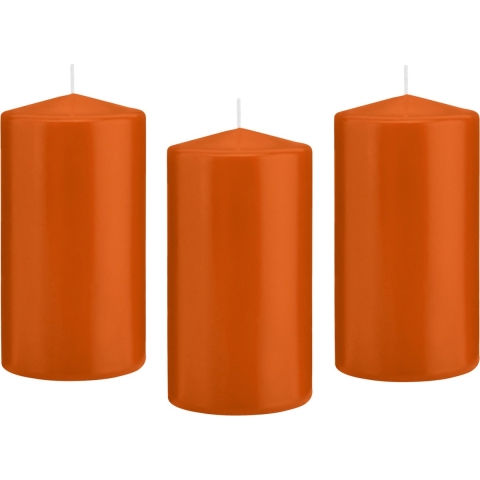 Cilinderkaars/stompkaars - 8x - oranje - 8 x 15 cm - 69 branduren -