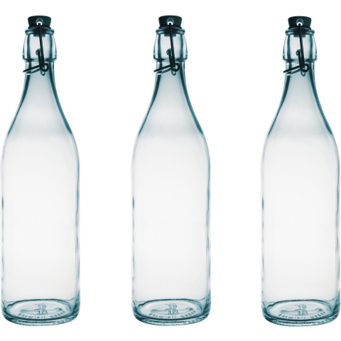 8x Ronde beugelflessen/weckflessen transparant 1 liter -