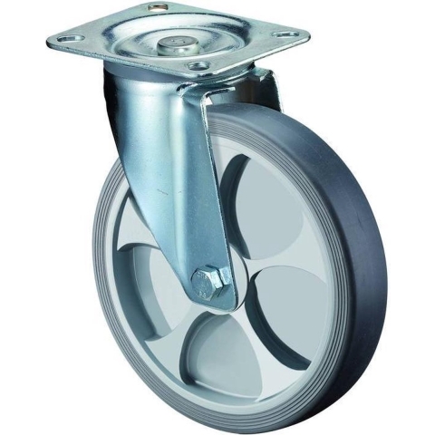 BS Rollen Zwenkwiel | wiel d. 200 mm draagvermogen 220 kg | thermoplastisch kunststof | plaat L135xB110 mm | 1 stuk - L400.B44.201 L400.B44.201