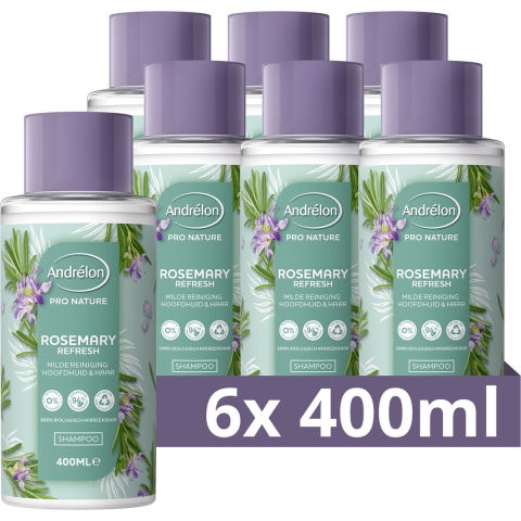 6x Andrelon Shampoo Rosemary Refresh 400 ml