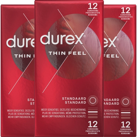 3x Durex Condooms Thin Feel 12 stuks