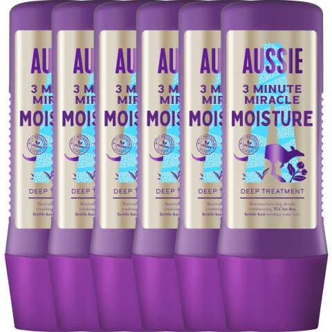 6x Aussie Haarmasker 3 Minute Miracle Moisture Intensieve Vegan Haarverzorging 225 ml