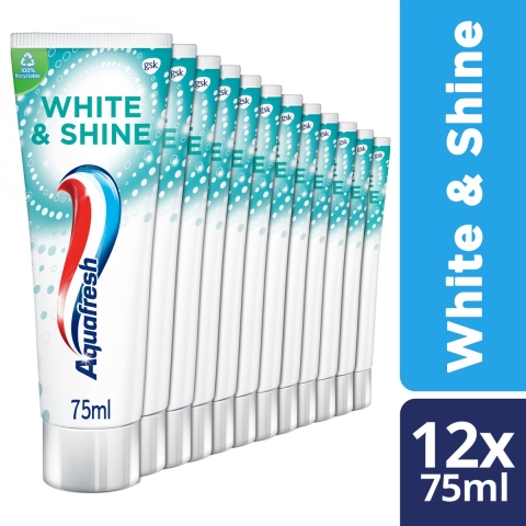 12x Aquafresh Tandpasta White&Shine 75 ml