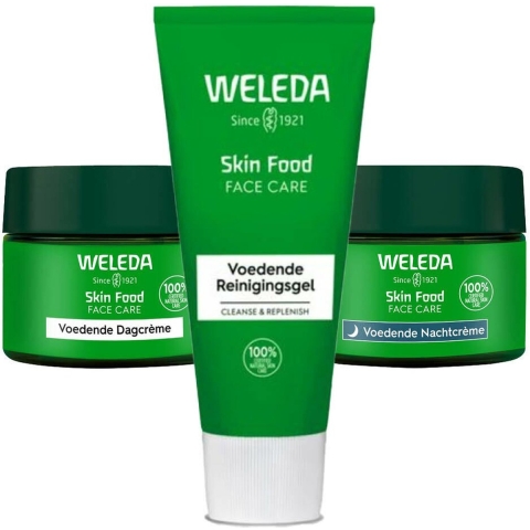 Weleda Skin Food Routine - Voedende Dagcréme 1 x 40 ml, Voedende Nachtcréme 1 x 40 ml&Reinigingsgel 1 x 75 ml Pakket