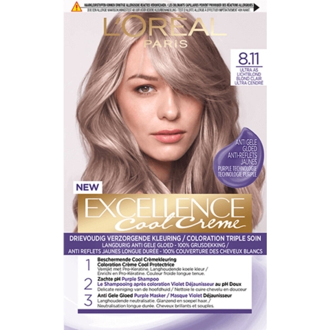 2x L'Oréal Excellence Cool Crème Permanente Crèmekleuring 8.11 - Ultra As Lichtblond