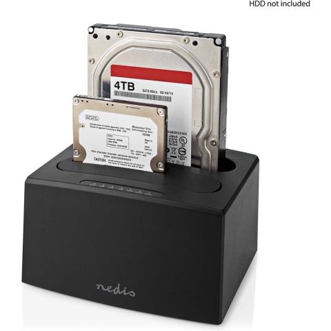 Nedis Docking Station voor Harde Schijf | USB 3.2 Gen1 | USB Type-A | 2 Schijven | 2.5 / 3.5 " | USB 3.2 Gen1 | Docking | Desktop - HDDUDB3210BK