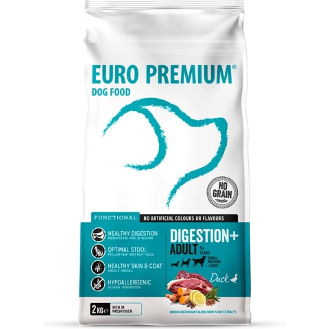 Euro Premium Grain Free Adult Digestion+ Duck & Potatoes hondenvoer 2 x 2 kg