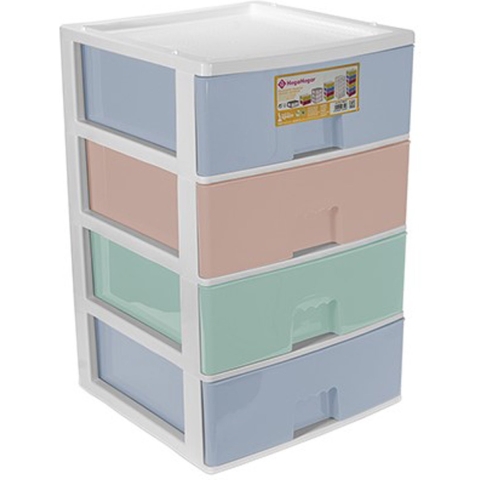 Ladeblokje/bureau organizer 4x grote lades - multi kleuren - L38 x B38 x H58 cm - kunststof -