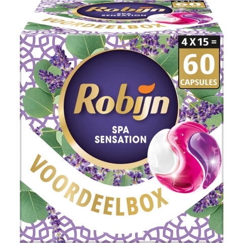 4x Robijn Wascapsules 3-in-1 Spa Sensation 15 stuks