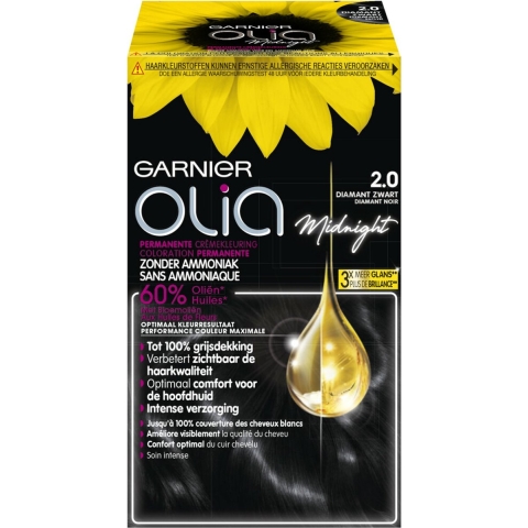 3x Garnier Olia Permanente Crèmekleuring 2.0 Zwart