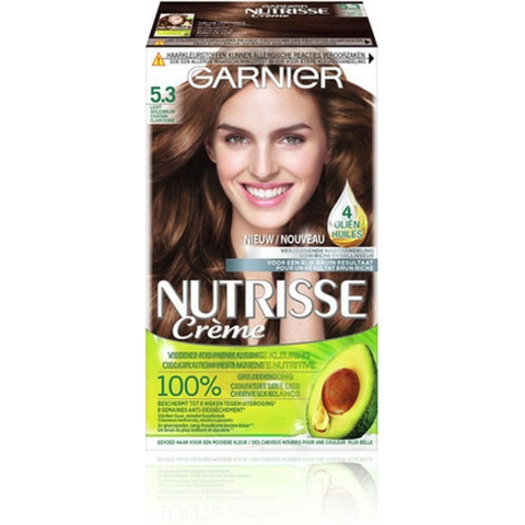 3x Garnier Nutrisse Ultra Crème Permanente Haarkleuring 5.3 Licht goudbruin
