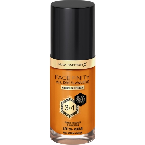 2x Max Factor Facefinity All Day Flawless Foundation W91 Warm Amber 34 ml