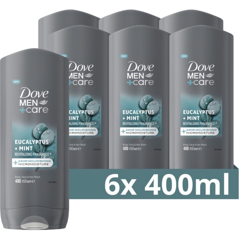 6x Dove Douchegel Men+ Care Eucalyptus + Mint 400 ml