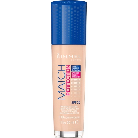 3x Rimmel Match Perfection Foundation 010 Light Porcelain 30 ml