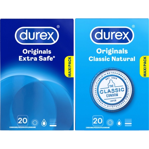 Durex - Extra Safe Condooms 20 stuks&Classic Natural Condooms 20 stuks - Pakket