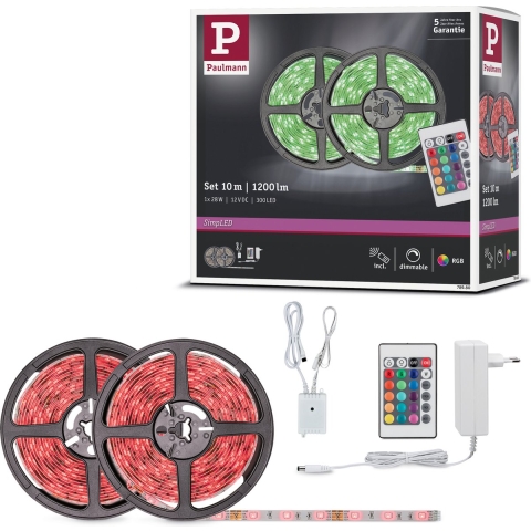 Paulmann SimpLED 78980 LED-strip complete set Met connector (male) 12 V 10 m RGB 1 stuk(s)