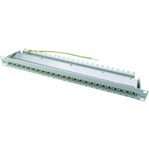 Telegärtner 100007017 24 poorten Netwerkpatchpaneel 483 mm (19) CAT 6A 1 HE Grijs-wit (RAL 7035) Ingericht