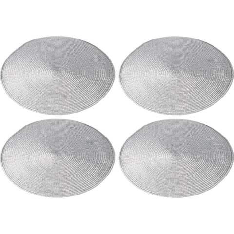 10x stuks ronde placemats zilver polypropeen 38 cm -