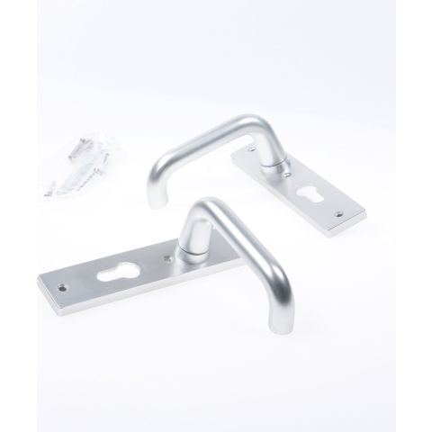 Nemef 3252 P Beslag kortschild afgerond | D kruk-kruk | beslagset | geveerd | krukstift 8mm | F1 aluminium | PC55-PC55 - 9325216550