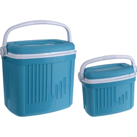 Koelboxen - set 2x - 8L en 32L - kunststof - blauw -