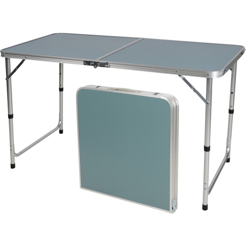 Sunnydays camping tafel - aluminium - opvouwbaar - blauw - L120 x B60 x H67 cm -
