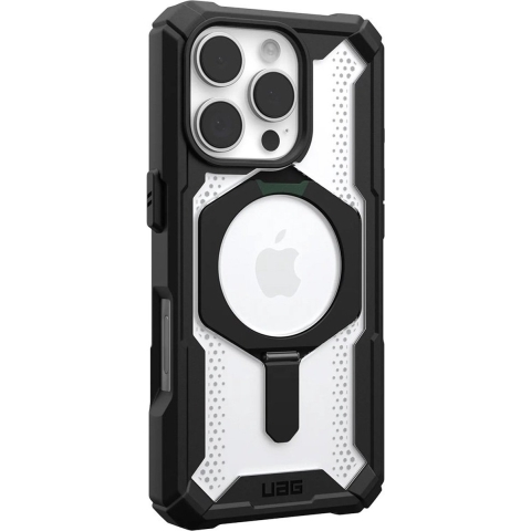 Urban Armor Gear Plasma XTE MagSafe Kickstand Case Backcover Apple iPhone 16 Pro Max Zwart, Transparant MagSafe compatible