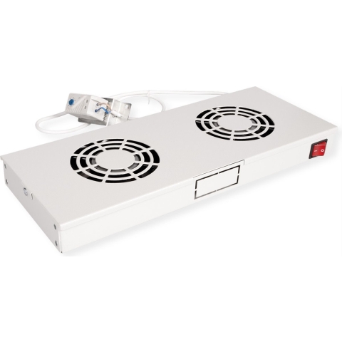 ROLINE 19-inch dakventilatorunit 2 ventilatoren , Thermostaat grijs