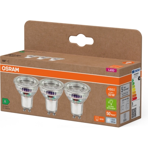 OSRAM 4099854277924 LED-reflectorlamp-lamp Energielabel A (A - G) GU10 Reflector 2.5 W = 50 W Neutraalwit (Ø x h) 50 mm x 50 mm 3 stuk(s)