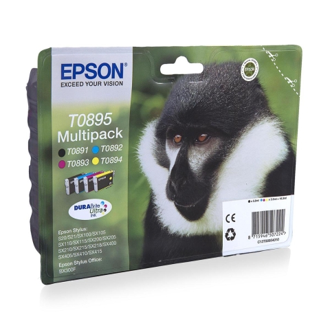 Epson Inktcartridge T0895 Origineel Combipack Zwart, Cyaan, Magenta, Geel C13T08954010