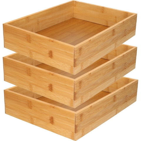 4x stuks kast/lade/make-up sorteer organizer bamboe hout bakje 32 x 24 x 7 cm -