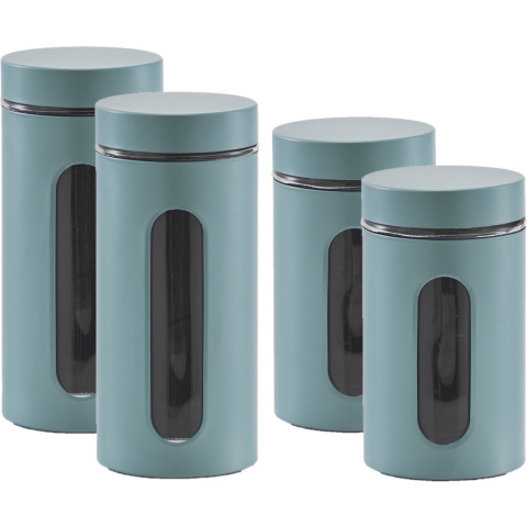 Set van 4x keuken voedsel opslag voorraadpotten groen in 2 formaten -