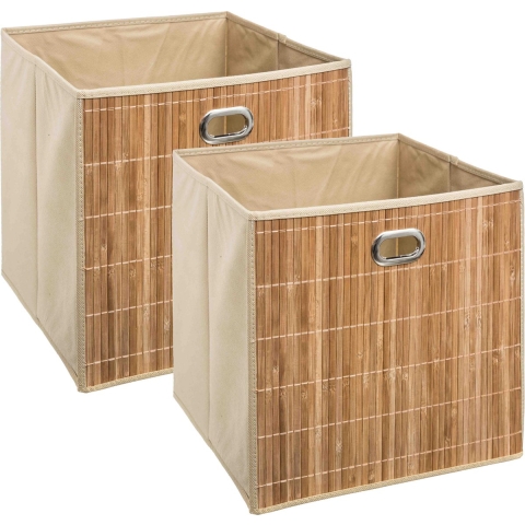 6x stuks opbergmand/kastmand 29 liter beige linnen/bamboe 31 x 31 x 31 cm -