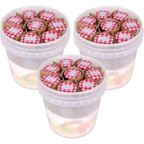 30x Weckpotjes 210 ml in kunststof emmer -