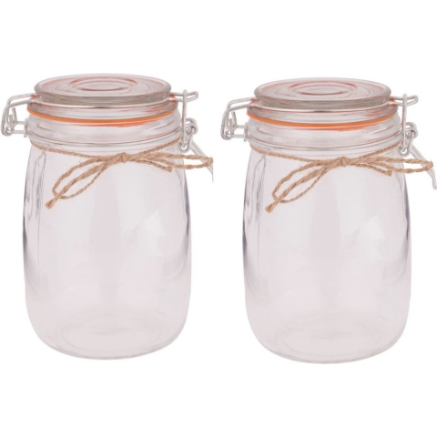 8x Weckpotten/inmaakpotten 1000 ml 17 cm met beugelsluiting -