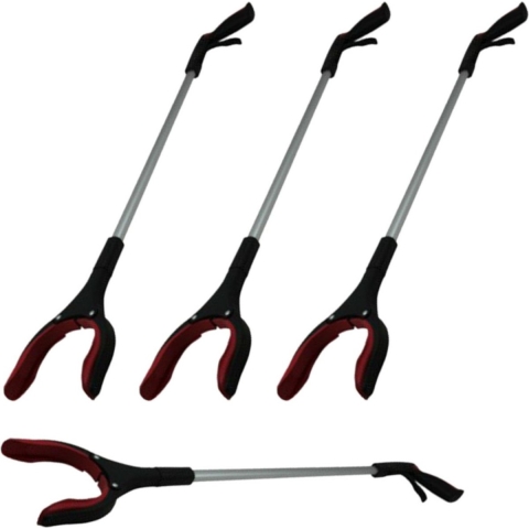 Afvalgrijpers/grijphulp 4x - draaibare kop - 82 cm - kunststof - zwart -