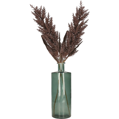 Kunstbloemen bloemstuk - 2x pampasgras pluimen boeket in flesvaas - donkerbruin - 88 cm hoog -