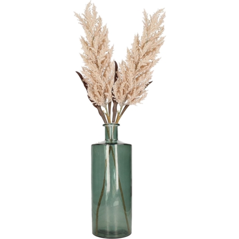 Kunstbloemen bloemstuk - 2x pampasgras pluimen boeket in flesvaas - lichtroze - 88 cm hoog -