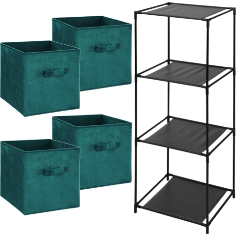 Opbergrek 4-laags Smartrack - 4x mandjes polyester - petrol groen - 34 x 98 cm -