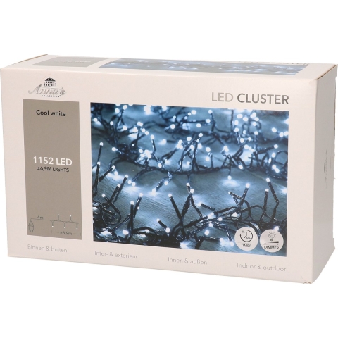 Clusterverlichting - 1152 led lampjes - helder wit 690 cm - timer - dimmer - kerstverlichting -