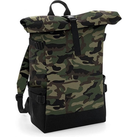 Atlantis BG858 Block Roll-Top Backpack - Jungle-Camo/Black - 28 x 48 x 15 cm