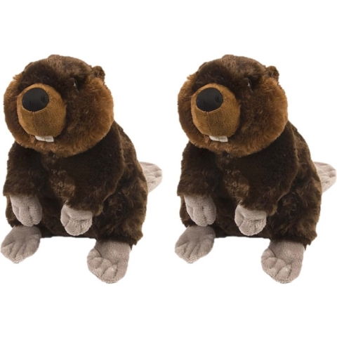2x stuks pluche bever knuffel 30 cm -