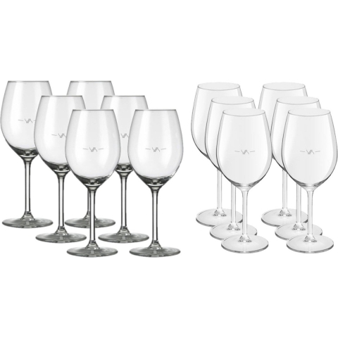 Een set van 12x stuks wijnglazen met maataanduiding voor witte en rode wijn Esprit -