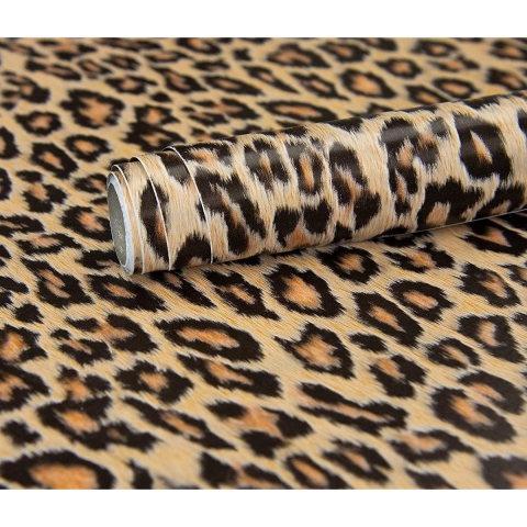 2LIF Plakfolie - 5x rollen - luipaard print - decoratie - bruin - zelfklevend - 2 x 0,45 m -